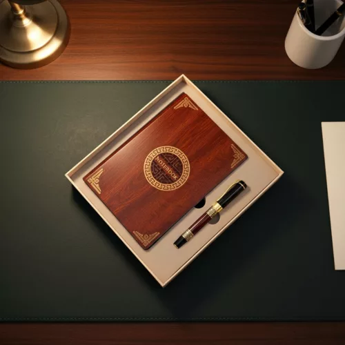 Cadou business Giftdeco EE2 notes din lemn si pix
