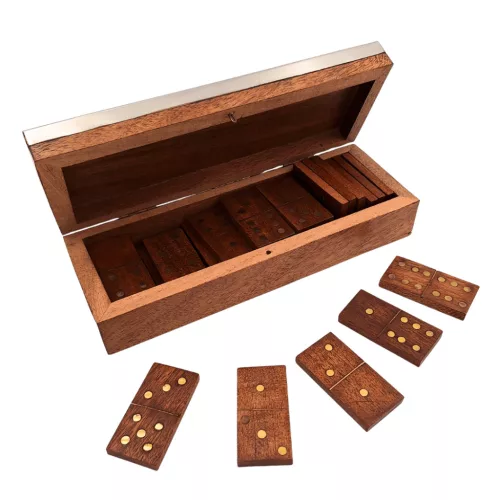 Set domino Giftdeco DO-017, cutie din lemn cu capac din aluminiu, 20,3 x 6 x 4,5 cm Giftdeco 5906142323524 imagine 3