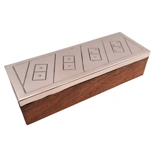Set domino Giftdeco DO-017, cutie din lemn cu capac din aluminiu, 20,3 x 6 x 4,5 cm Giftdeco 5906142323524 imagine 4