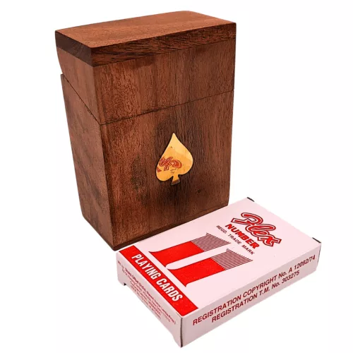 Set de cărți Giftdeco DNU-2985 în cutie din lemn, simbol pică, 11 x 8 x 4,5 cm Giftdeco 5906142323555 imagine 5