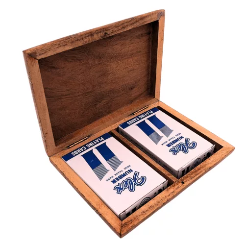 Set Giftdeco DNU-2791 cu 2 pachete de cărți, cutie din lemn și detalii din alamă, 15,5 x 11 x 4 cm Giftdeco 5906142323579 imagine 3
