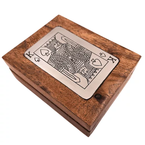Set de cărți Giftdeco DNU-3025 în cutie din lemn cu plăcuță Rege, aluminiu, 11,5 x 8 x 4 cm Giftdeco 5906142323586 imagine 4