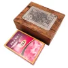 Set de cărți Giftdeco DNU-3025 în cutie din lemn cu plăcuță Rege, aluminiu, 11,5 x 8 x 4 cm Giftdeco 5906142323586 imagine 5