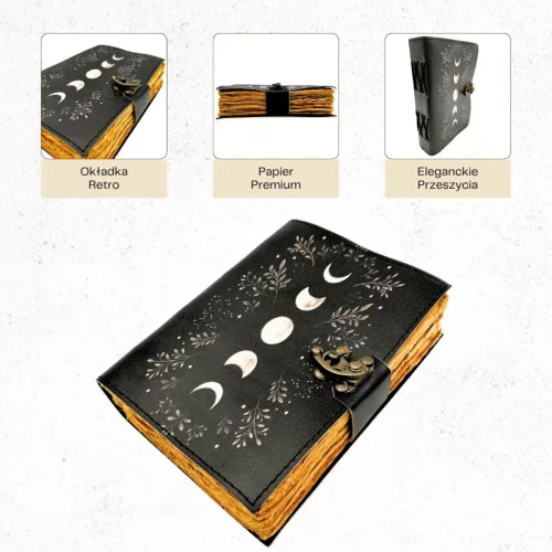 Jurnal din piele Giftdeco H080, piele de capra și metal, 18 x 13 cm, stil retro, vintage Giftdeco 5906142323784 imagine 3