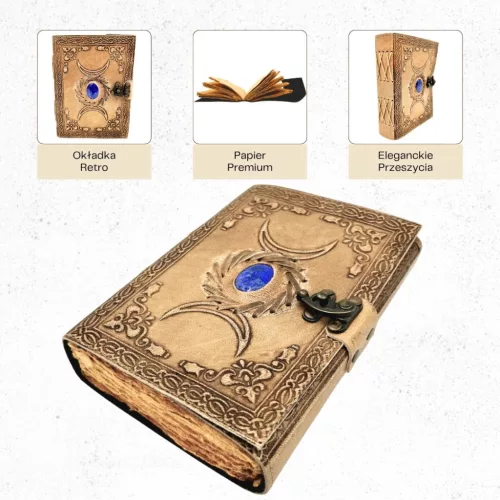 Jurnal din piele Giftdeco H076, piele de bivol și metal, 18 x 13 cm, stil retro, vintage Giftdeco 5906142323791 imagine 3