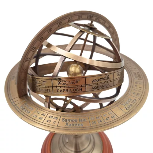 Astrolab decorativ Giftdeco NC1913 cu inele din alamă, stil retro