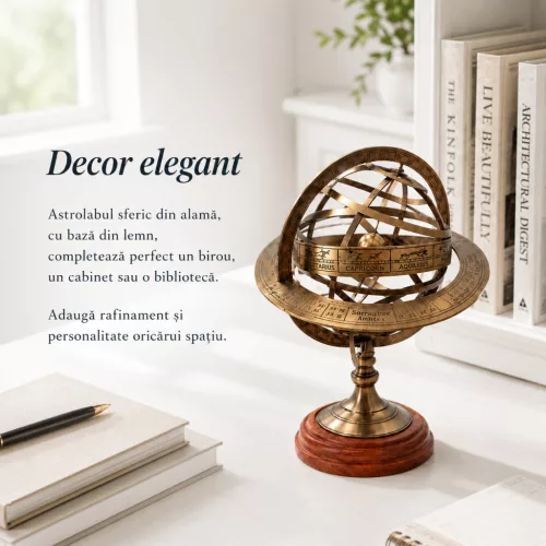 Sferă armilară decorativă Giftdeco NC1913, 18 x 18 x 28 cm