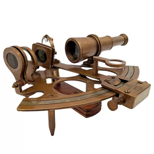 Sextant decorativ Giftdeco, alamă și lemn, 21 x 16 x 8 cm, stil retro, vintage, clasic Giftdeco 5906142324897 imagine 7