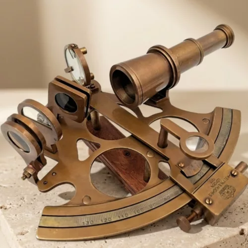 Sextant decorativ Giftdeco, alamă și lemn, 21 x 16 x 8 cm, stil retro, vintage, clasic Giftdeco 5906142324897 imagine 8