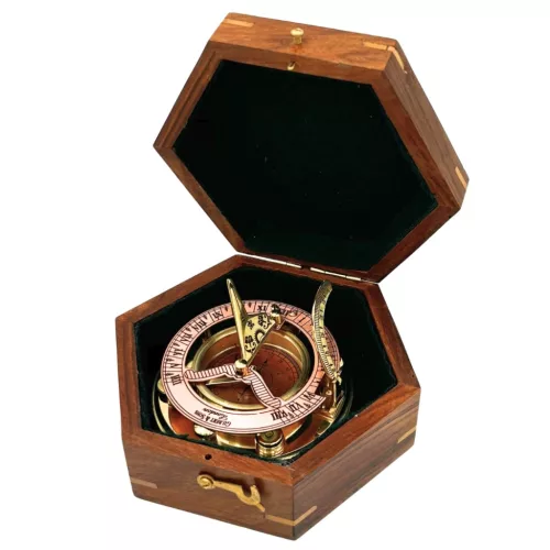 Busolă Giftdeco NC126, alamă, metal și lemn, 14,5 x 12 x 6,3 cm, stil retro, vintage, nautic Giftdeco 5906142325009 imagine 5