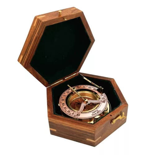 Busolă Giftdeco NC126, alamă, metal și lemn, 14,5 x 12 x 6,3 cm, stil retro, vintage, nautic Giftdeco 5906142325009 imagine 8