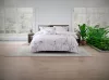 Lenjerie de pat Atria Penelope, 4 piese, 100% bumbac satinat TC300, cearceaf 220x240 cm, husa pilota 180x200 cm, 2 fete perna 50x70+5 cm, broderie florala, alb