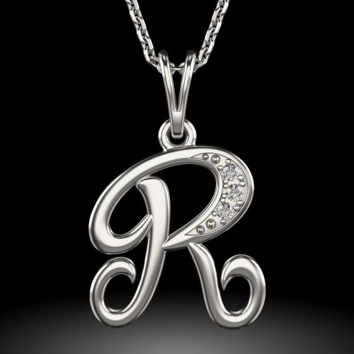 Colier din argint cu pandantiv Initiala R