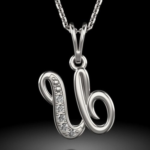 Colier din argint cu pandantiv Initiala U