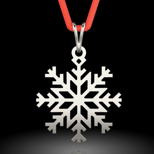 Pandantiv din argint cu snur rosu model Fulg de nea