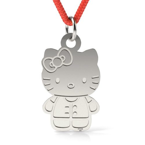 Pandantiv din argint cu snur model Hello Kitty