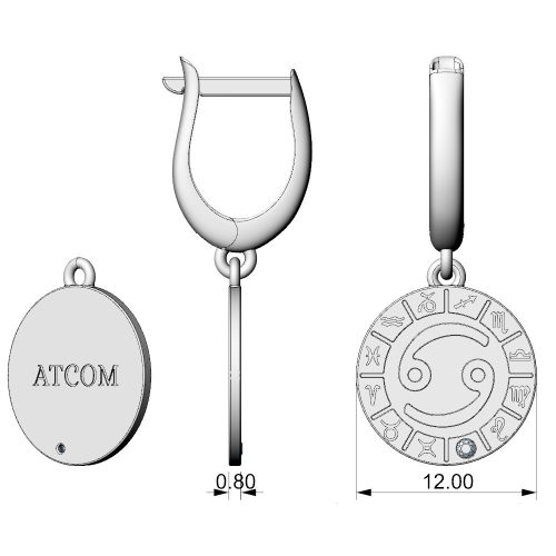 Cercei din argint model Cancer