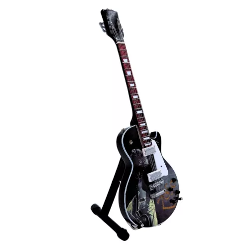 Miniatură chitara Indomini MGT-8624, Inspired by Led Zeppelin Jimi Page, lemn de mahon, înălțime 27,5 cm, lățime 9 cm, stil vintage, clasic