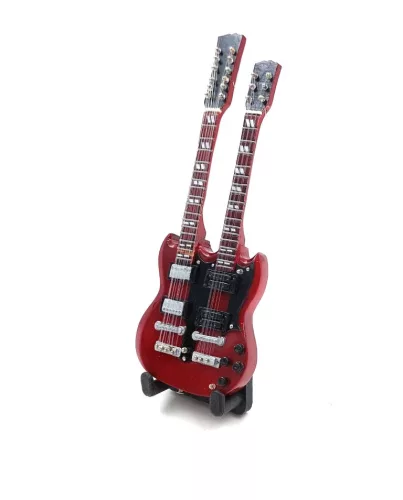 Miniatură chitara Indomini BMG-020, 15cm Jimmy Page style, lemn de mahon, plastic și metal, 15,5 x 6 x 0,4 cm, stil clasic