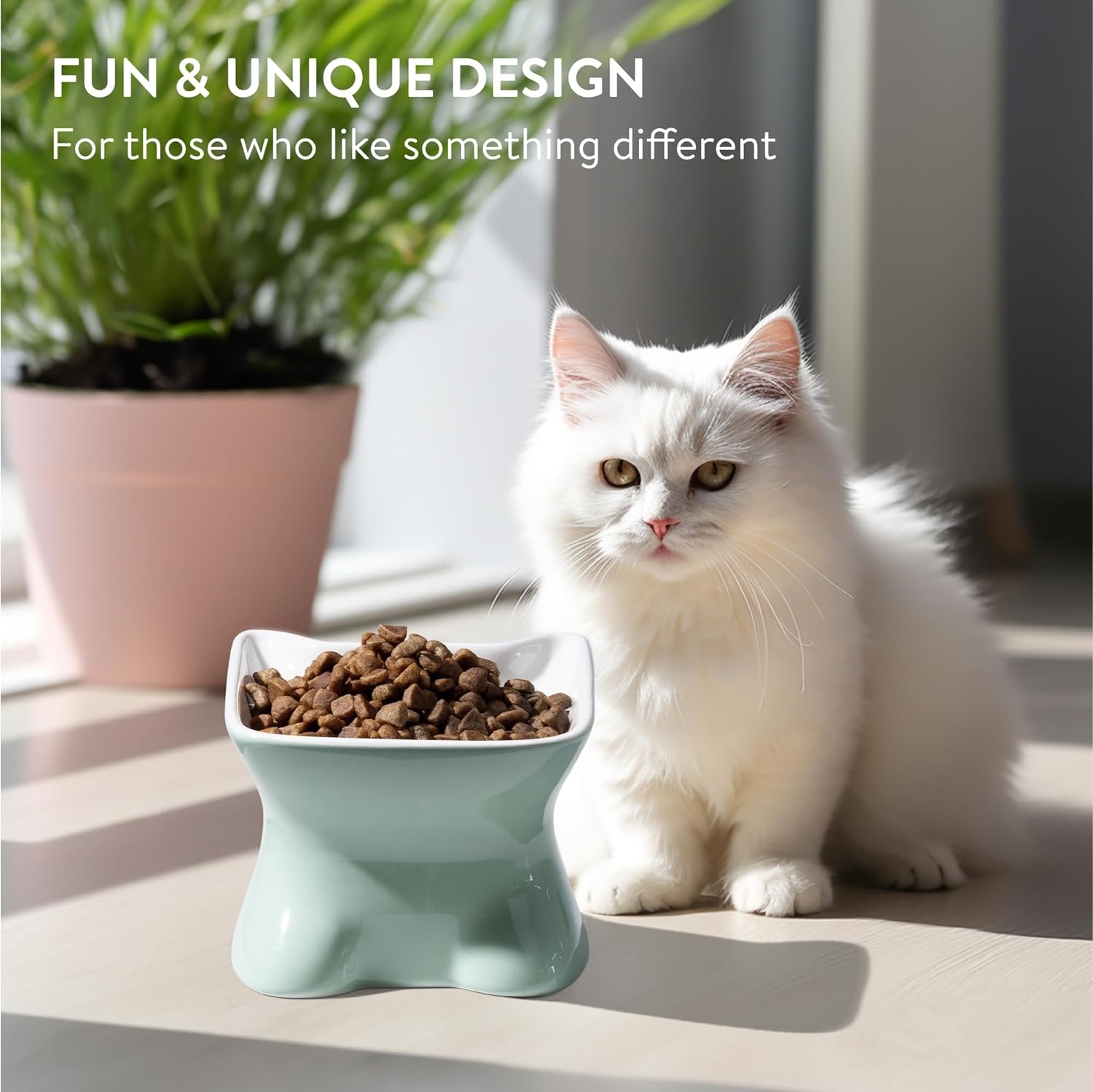 Set 2 boluri ceramica pentru pisici Navaris, 120 ml, design ridicat, ceramica, 61289.06