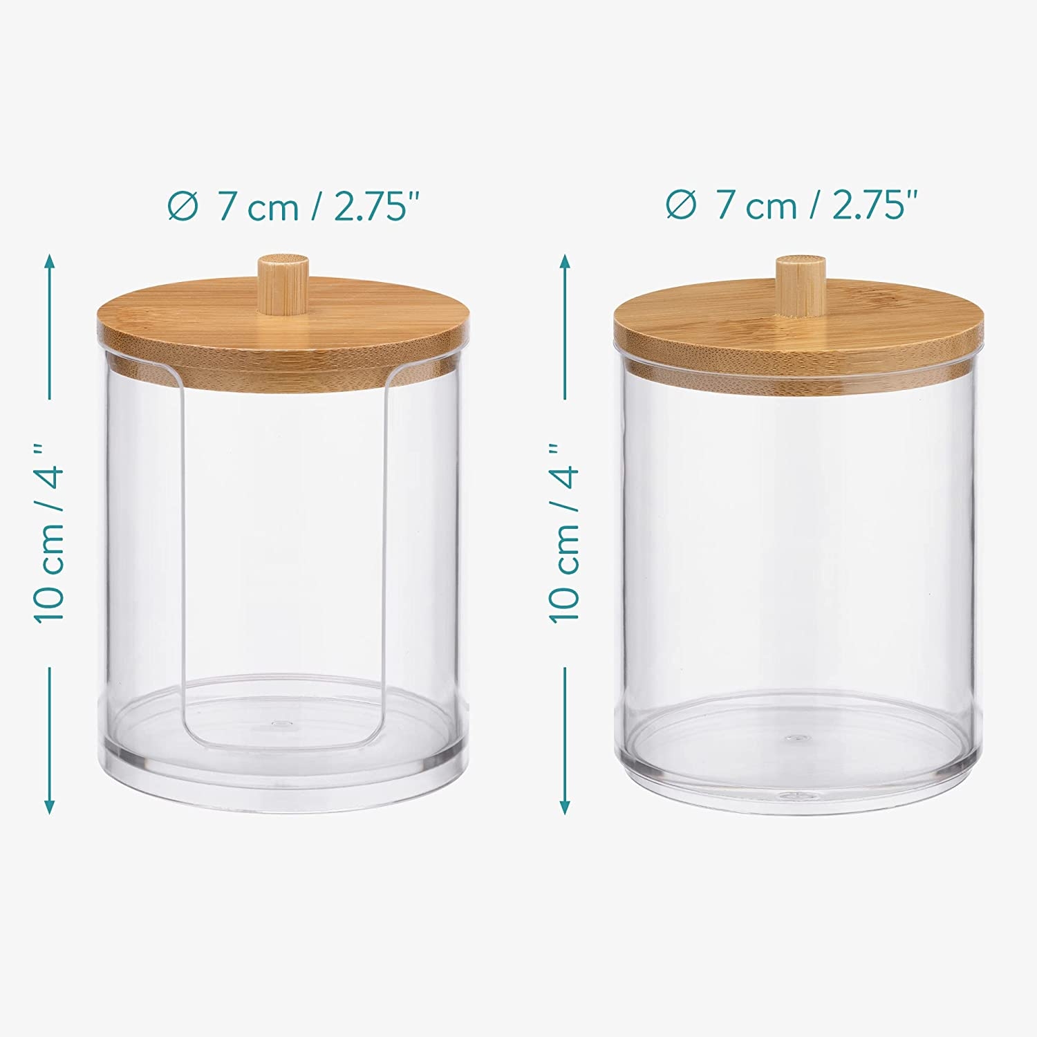 Organizator cosmetice, dischete demachiante si betisoare urechi, transparent, 2 compartimente, plastic/bambus, Navaris