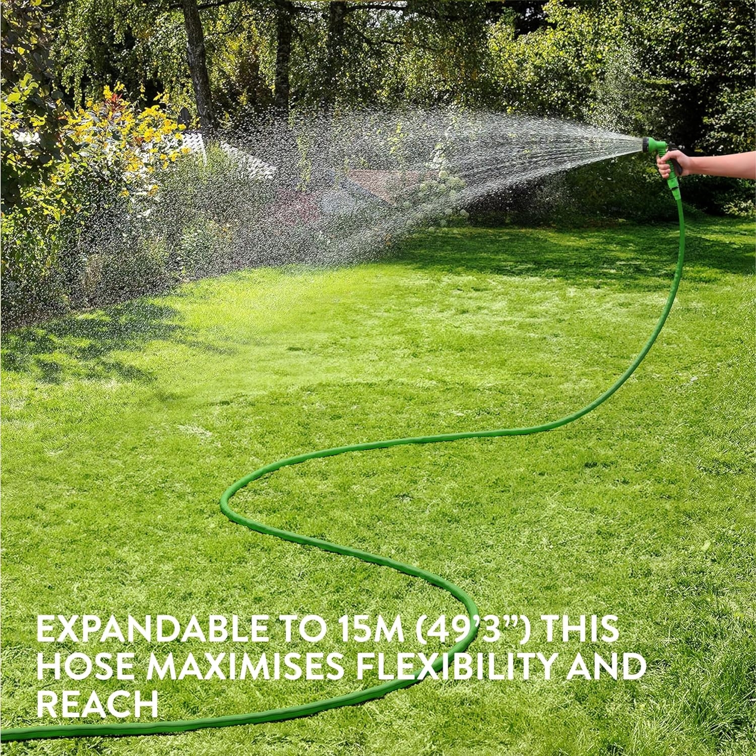 Furtun de gradina extensibil Navaris 7.5-15m, cu pistol 7 functii, conectori rapizi, 61948.02