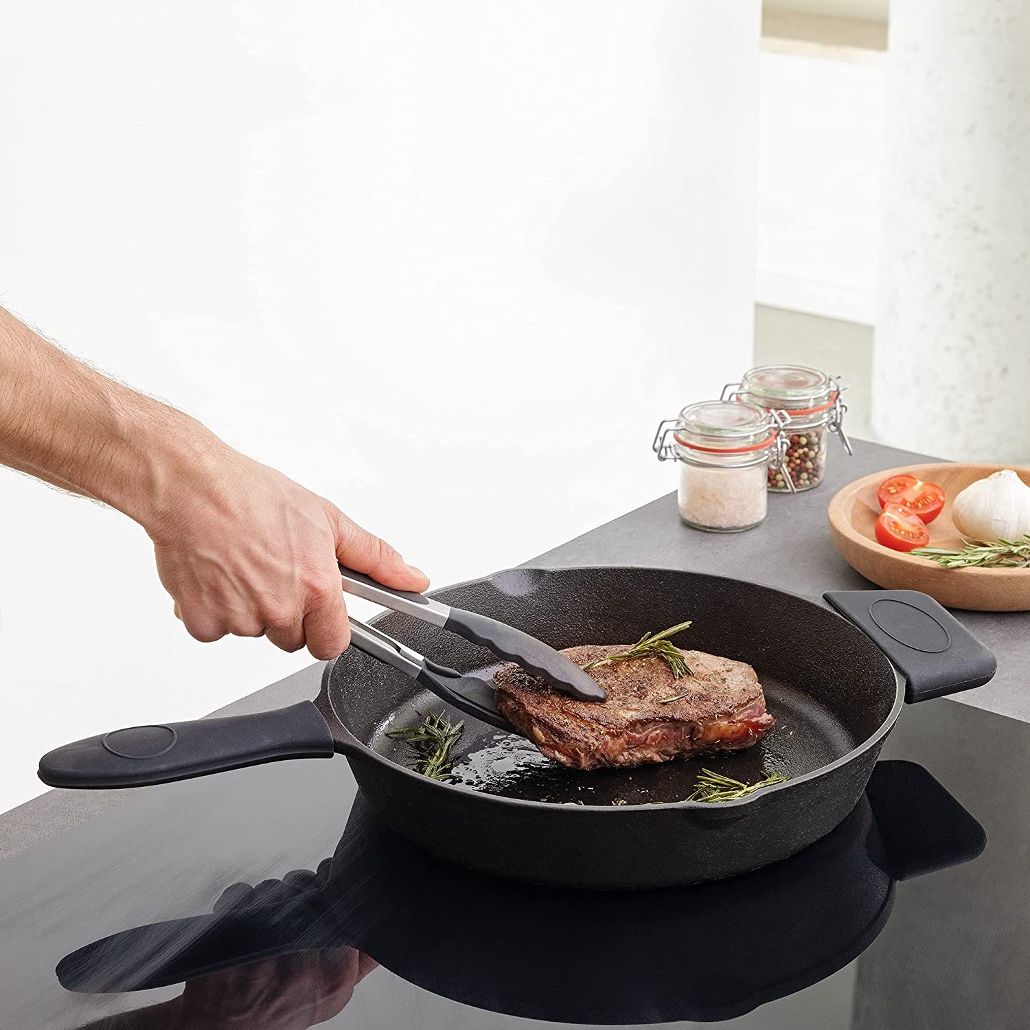 Tigaia din fonta Navaris pentru aragaz/cuptor/gratar - 30 cm - negru