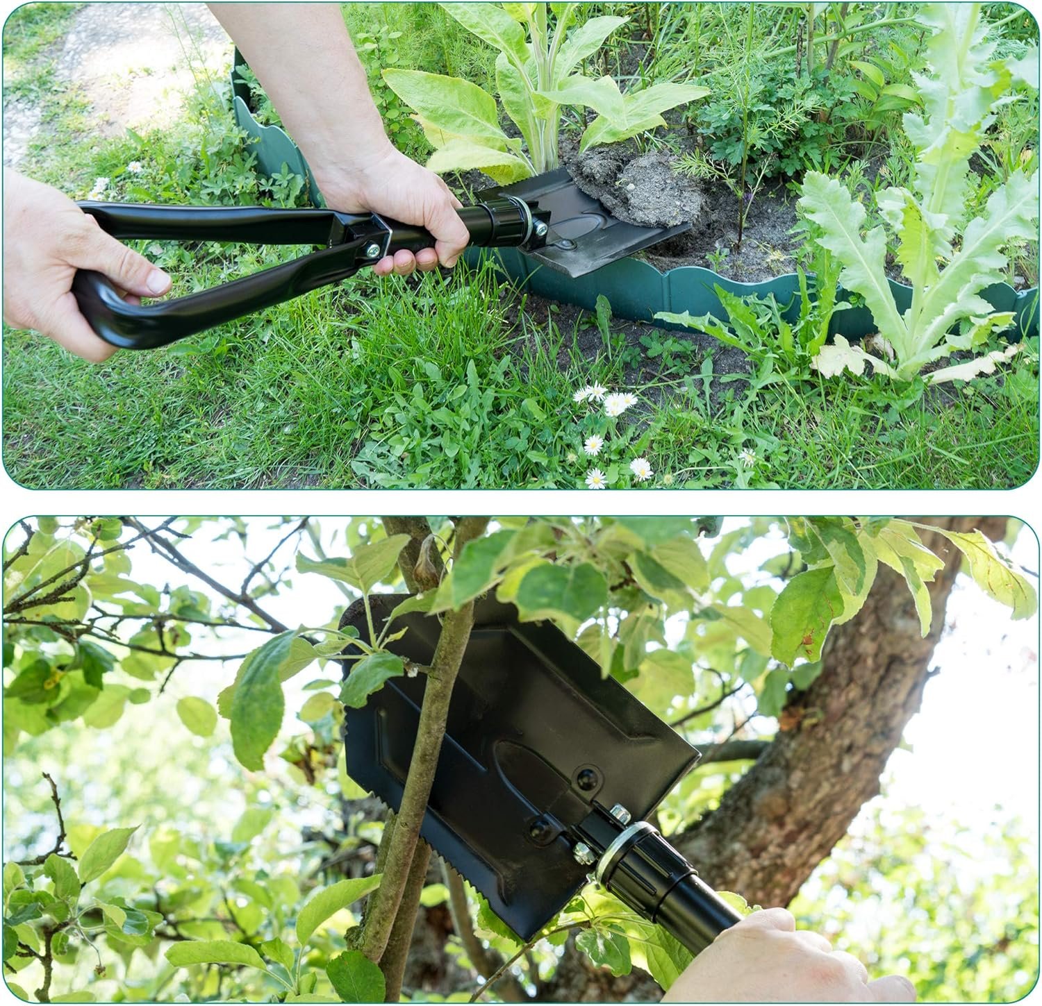 Lopata pliabila Navaris pentru camping, 57x15x5 cm, multifunctionala cu husa, 46855.2.01